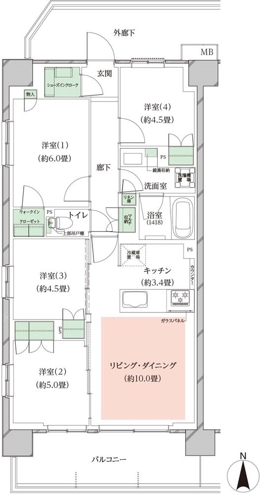 オーベルグランディオ川崎久地ヒルズ 間取り A-a TYPE