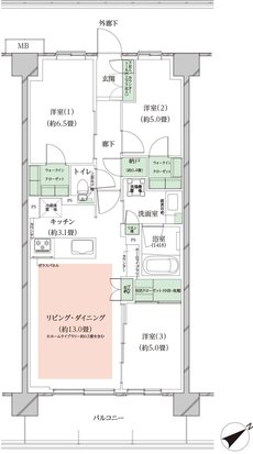 オーベルグランディオ川崎久地ヒルズ 間取り B-e TYPE
