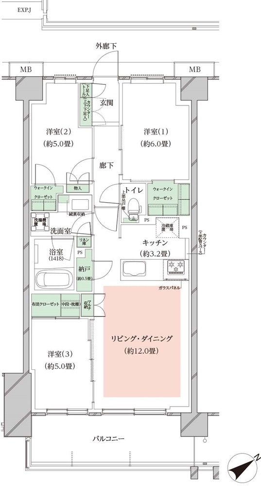 オーベルグランディオ川崎久地ヒルズ 間取り B-b TYPE