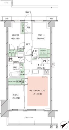 オーベルグランディオ川崎久地ヒルズ 間取り B-b TYPE