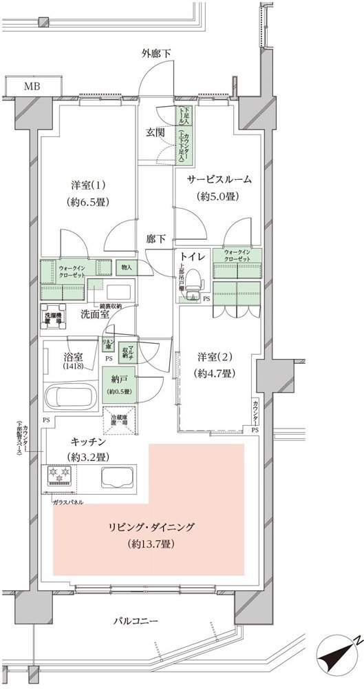オーベルグランディオ川崎久地ヒルズ 間取り B-g TYPE