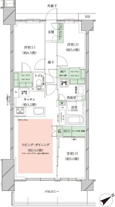 オーベルグランディオ川崎久地ヒルズ 間取り B-d TYPE
