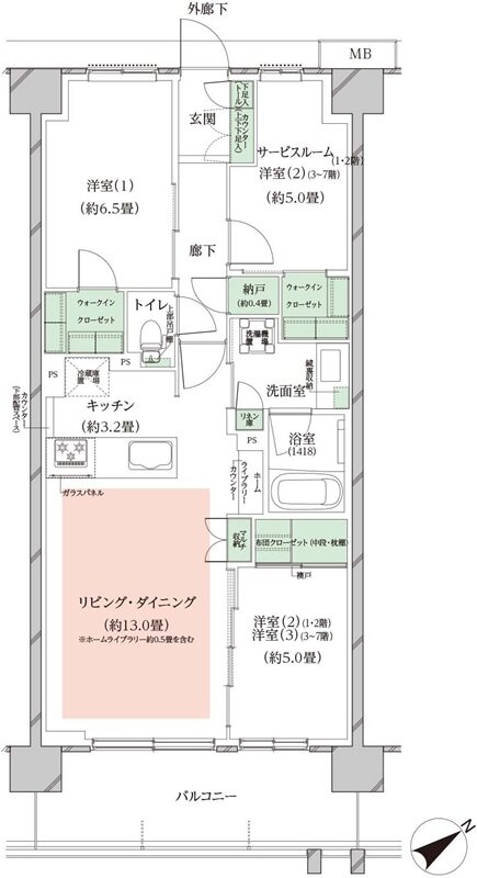 オーベルグランディオ川崎久地ヒルズ 間取り B-f TYPE