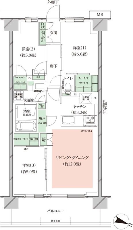 オーベルグランディオ川崎久地ヒルズ 間取り D-c TYPE