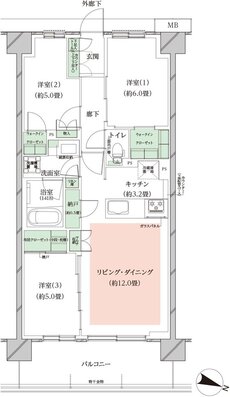 オーベルグランディオ川崎久地ヒルズ 間取り D-c TYPE