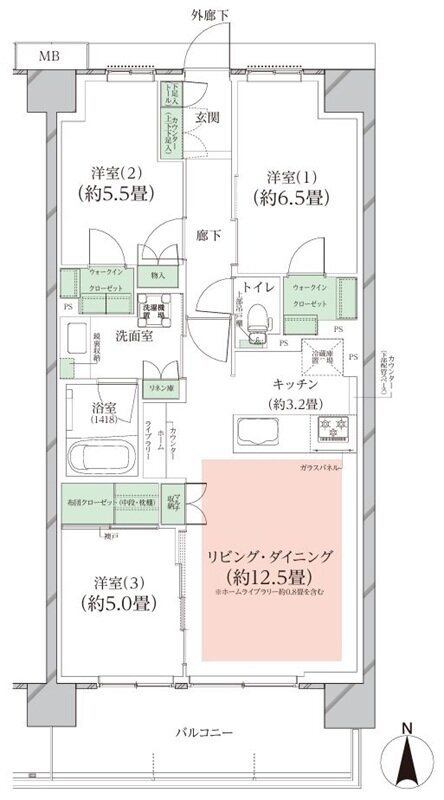 オーベルグランディオ川崎久地ヒルズ 間取り A-k TYPE