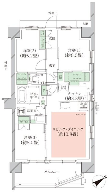 オーベルグランディオ川崎久地ヒルズ 間取り B-i TYPE