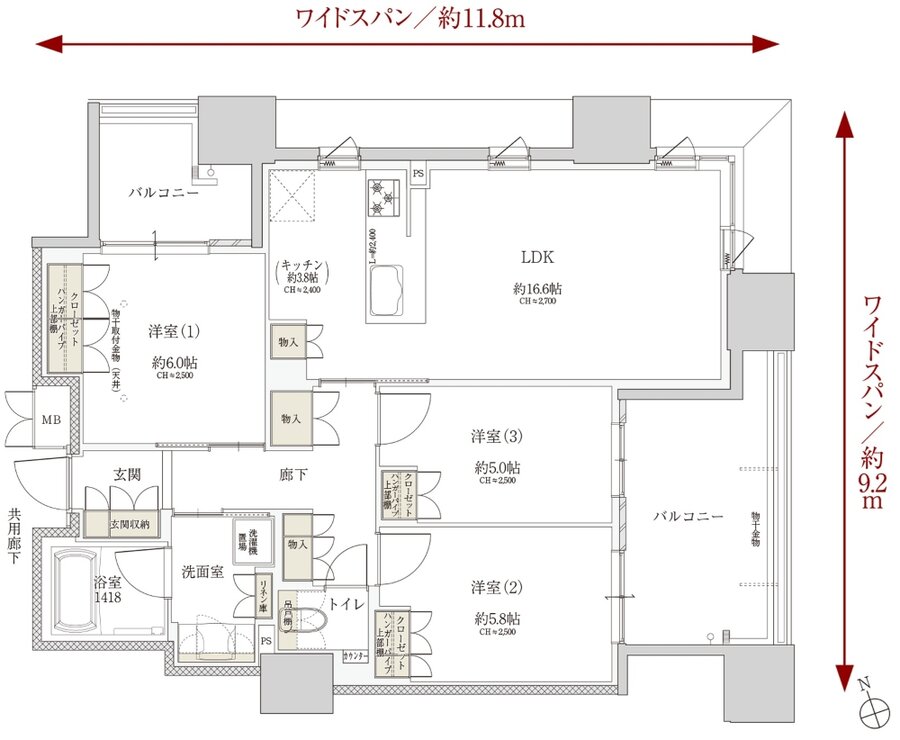 Tステージ フラッグス・ザ・トヨタ 間取り O1 TYPE(4階~15階)