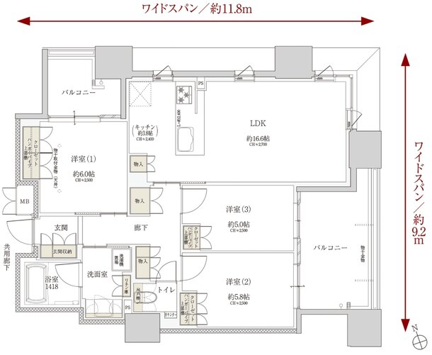 Tステージ フラッグス・ザ・トヨタ 間取り O1 TYPE(4階~15階)