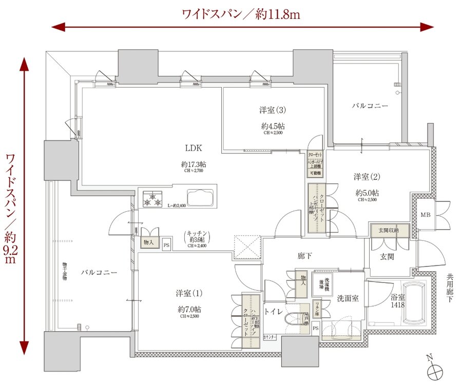 Tステージ フラッグス・ザ・トヨタ 間取り A1 TYPE(3階~15階)