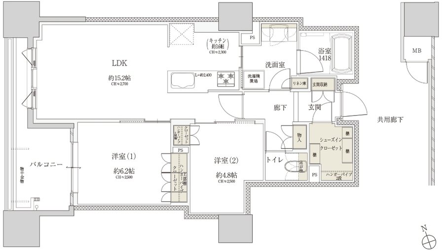 Tステージ フラッグス・ザ・トヨタ 間取り C1 TYPE（3階～15階）