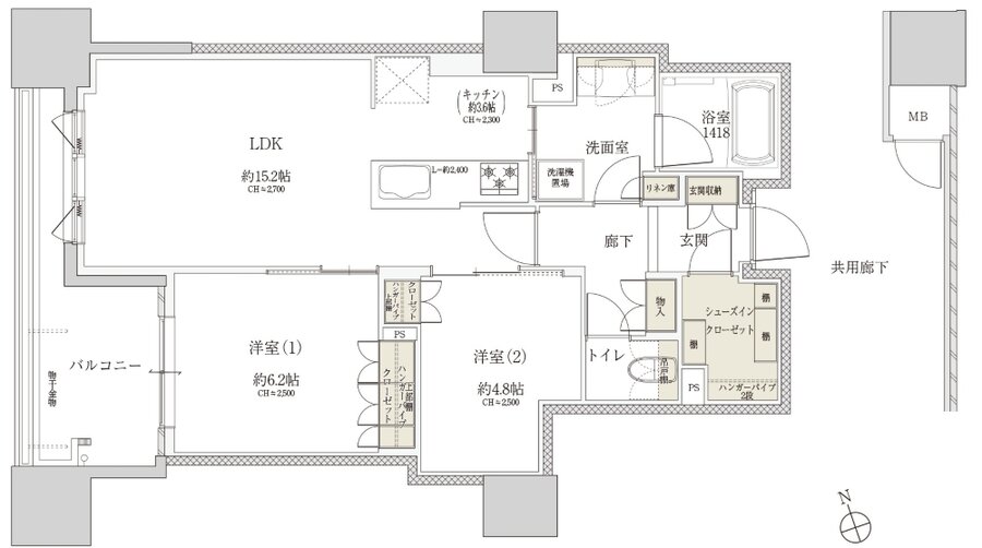 Tステージ フラッグス・ザ・トヨタ 間取り C1 TYPE(3階~15階)