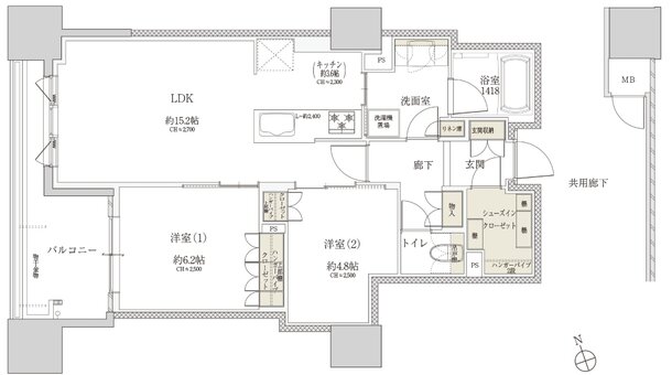 Tステージ フラッグス・ザ・トヨタ 間取り C1 TYPE(3階~15階)