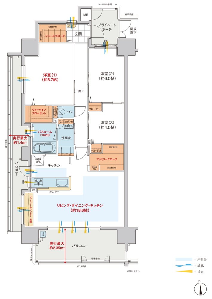 ヴェルディ・ザ・タワー福山 間取り A type(3~18階)