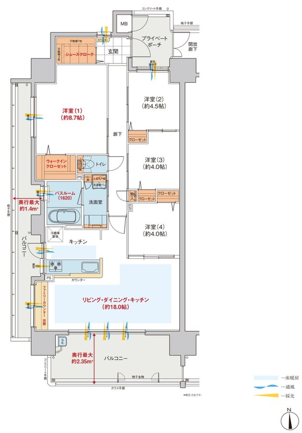 ヴェルディ・ザ・タワー福山 間取り A type menu2（3～18階）