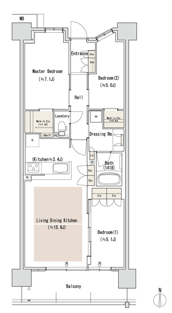 パークホームズLaLa名古屋みなとアクルス シーズンズ 間取り SI-74H2タイプ