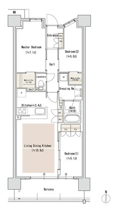 パークホームズLaLa名古屋みなとアクルス シーズンズ 間取り SI-74H2タイプ