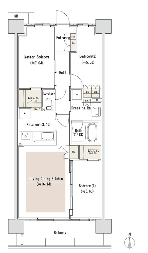 パークホームズLaLa名古屋みなとアクルス シーズンズ 間取り S1-76L2