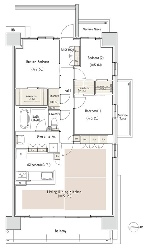 パークホームズＬａＬａ名古屋みなとアクルス　シーズンズ 間取り E-93Aタイプ