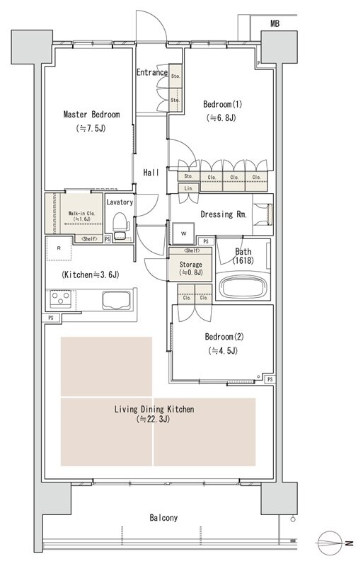 パークホームズＬａＬａ名古屋みなとアクルス　シーズンズ 間取り E-89Fタイプ