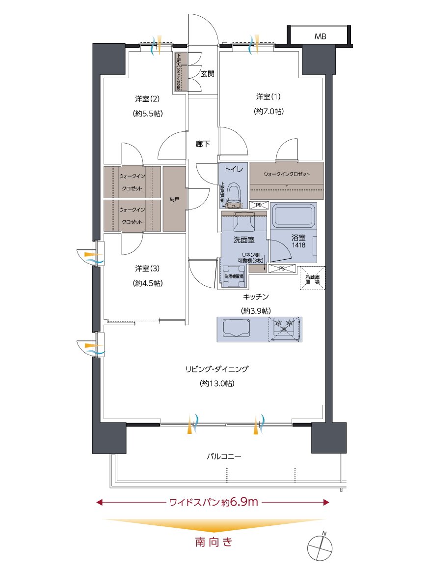 レーベン新居浜 MID COURT 間取り A type(基本プラン)