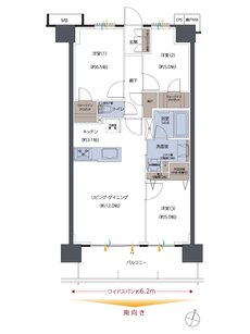 レーベン新居浜 MID COURT 間取り B type（SELECT 2）