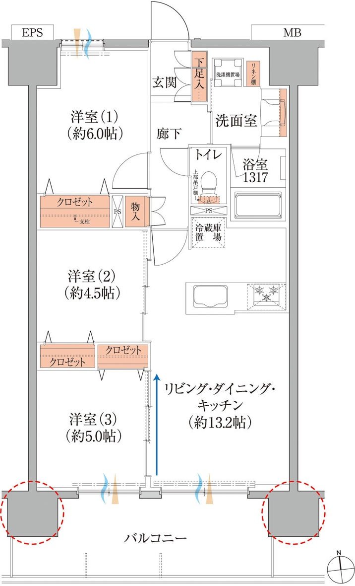 レーベン熊本練兵町 間取り B TYPE