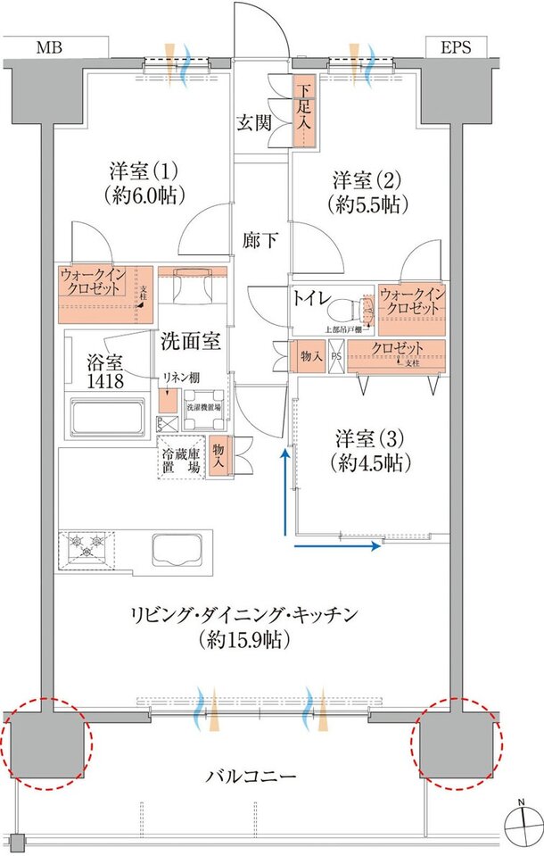 レーベン熊本練兵町 間取り C TYPE