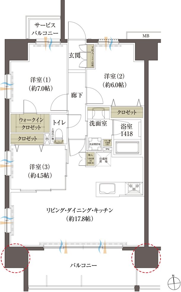 レーベン熊本練兵町 間取り D TYPE