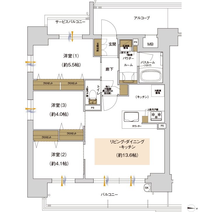 プレサンス レイズ 桜山 WEST 間取り Aタイプ