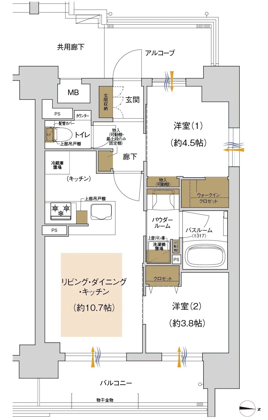 プレサンス レイズ 桜山WEST・プレサンス レイズ 桜山EAST 間取り Dタイプ（menu3）[WEST]