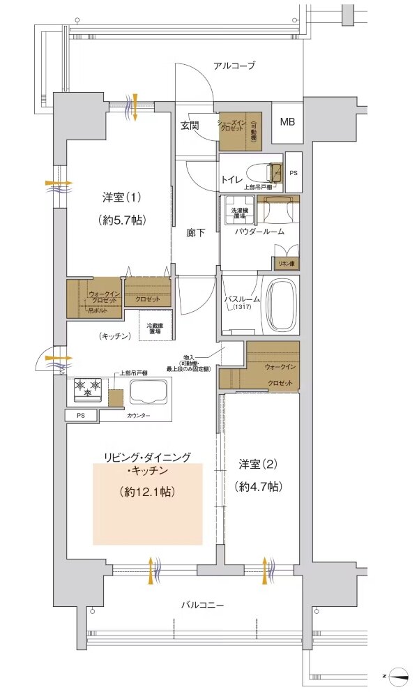 プレサンス レイズ 桜山WEST・プレサンス レイズ 桜山EAST 間取り Aタイプ（menu1）[EAST]