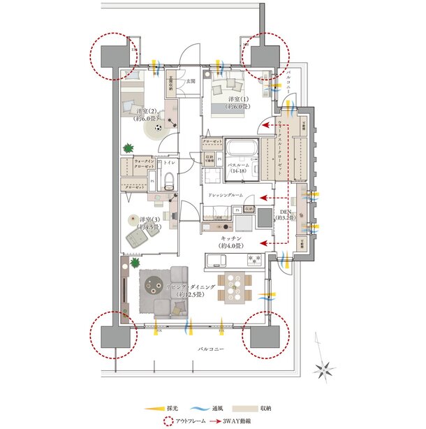 サーパス伏石中央公園南 間取り Eタイプ