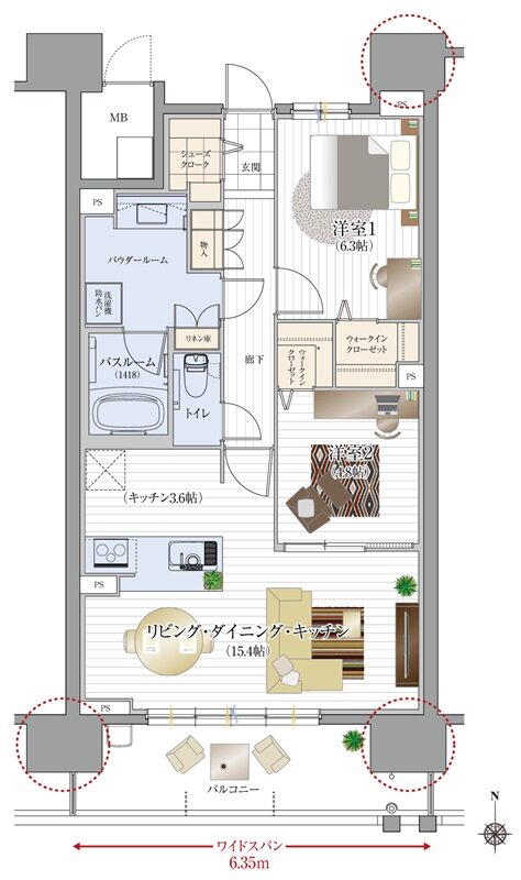 リフローレ岡崎駅SOUTH 間取り B type