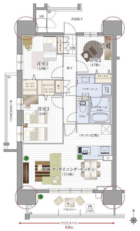 リフローレ岡崎駅SOUTH 間取り D type