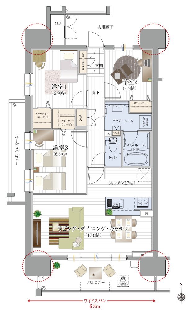 リフローレ岡崎駅SOUTH 間取り D type