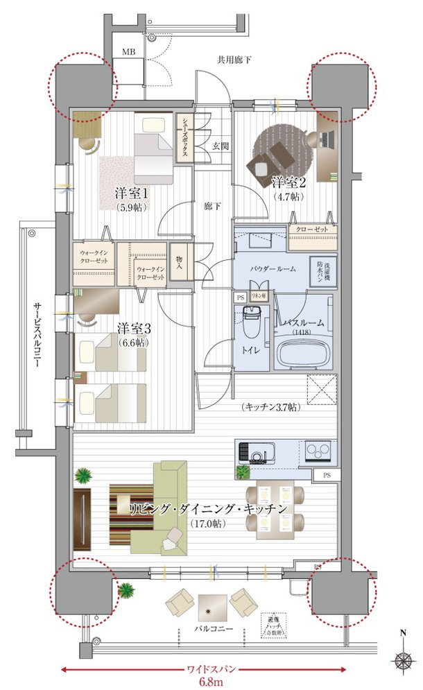 リフローレ岡崎駅SOUTH 間取り D type