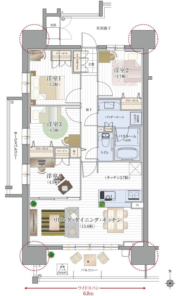 リフローレ岡崎駅SOUTH 間取り A type