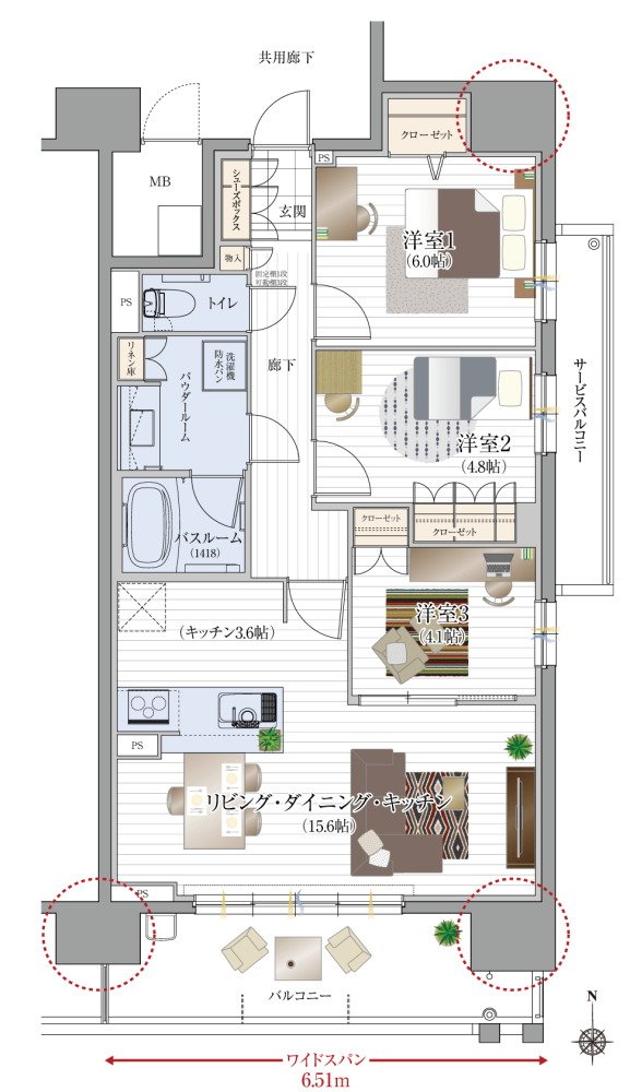 リフローレ岡崎駅SOUTH 間取り E type