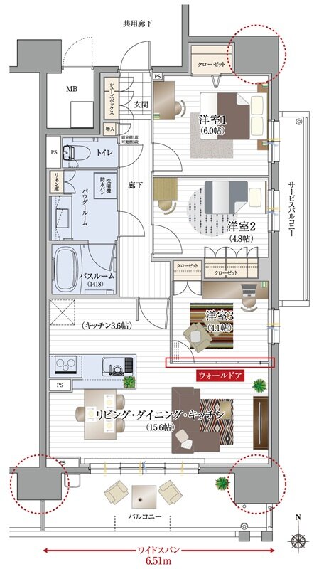 リフローレ岡崎駅ＳＯＵＴＨ 間取り E3 type（セレクト）