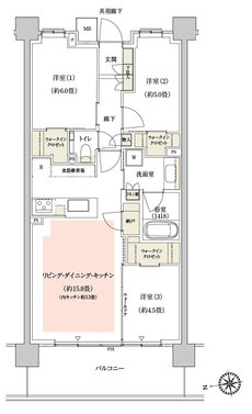 パークホームズ大倉山ザ・テラス 間取り 70Bタイプ
