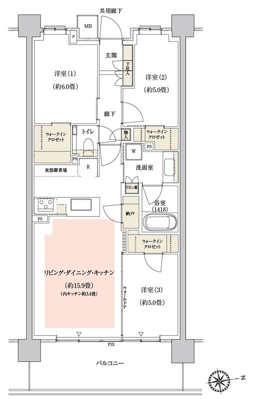 パークホームズ大倉山ザ・テラス 間取り 72H-2タイプ