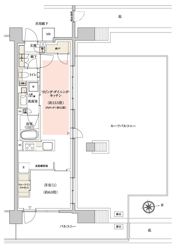 パークホームズ大倉山ザ・テラス 間取り 47Kタイプ