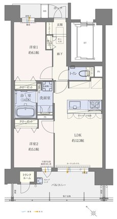 エイルマンション名島駅前 間取り Hタイプ