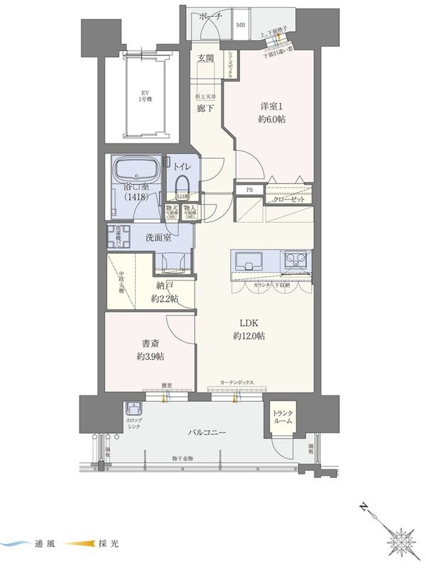 エイルマンション名島駅前 間取り Iタイプ MenuPlan1