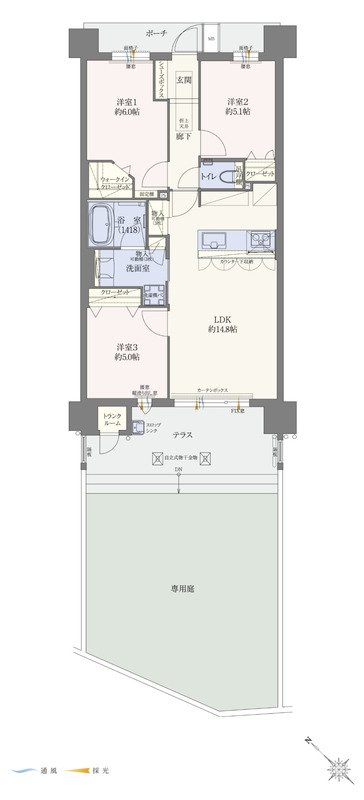 エイルマンション名島駅前 間取り C1タイプ