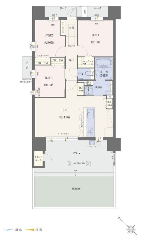 エイルマンション名島駅前 間取り E1タイプ