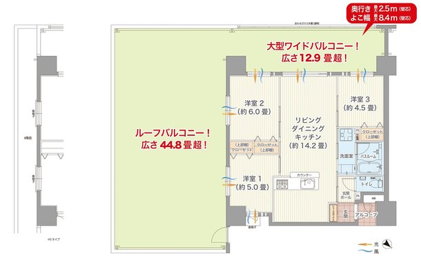 プレミアムコート古謝第二 間取り H3/H2タイプ