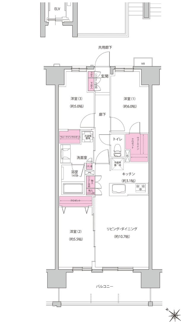 レーベン徳山 ONE LUXE 間取り Cタイプ