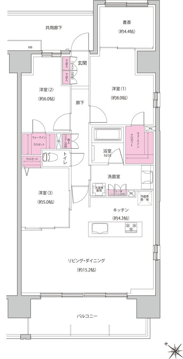 レーベン徳山 ONE LUXE 間取り Eタイプ